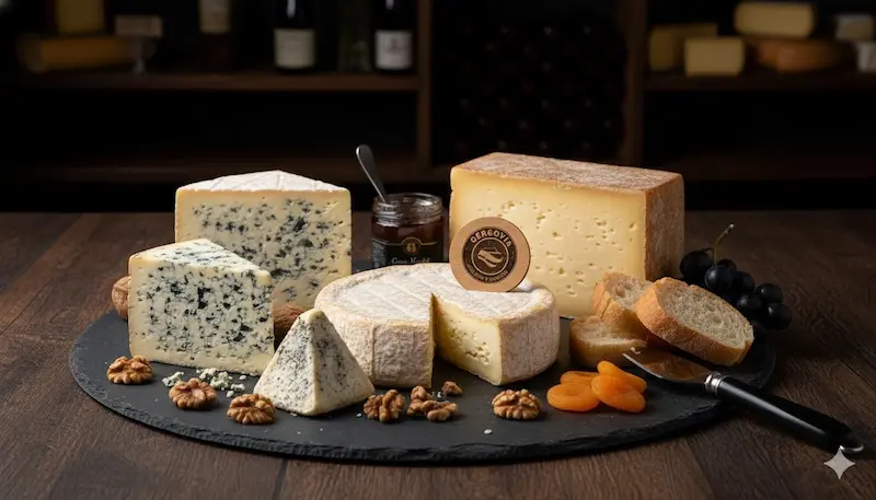Sélection de fromages affinés d'Auvergne Gergovia : Cantal AOP, Saint-Nectaire et Tomme certifiés sans présure animale non certifiée